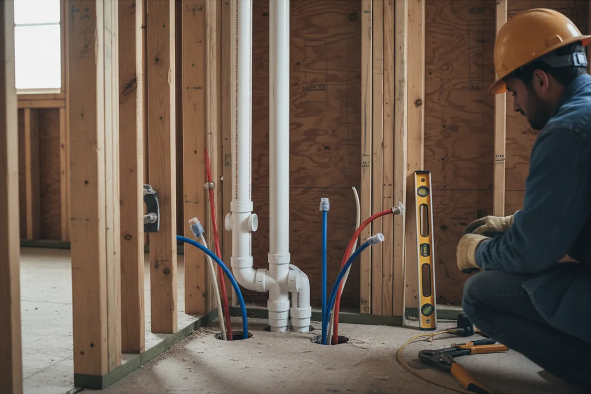 Drain and supply rough-in during Sump Pump Repair in Valleyford